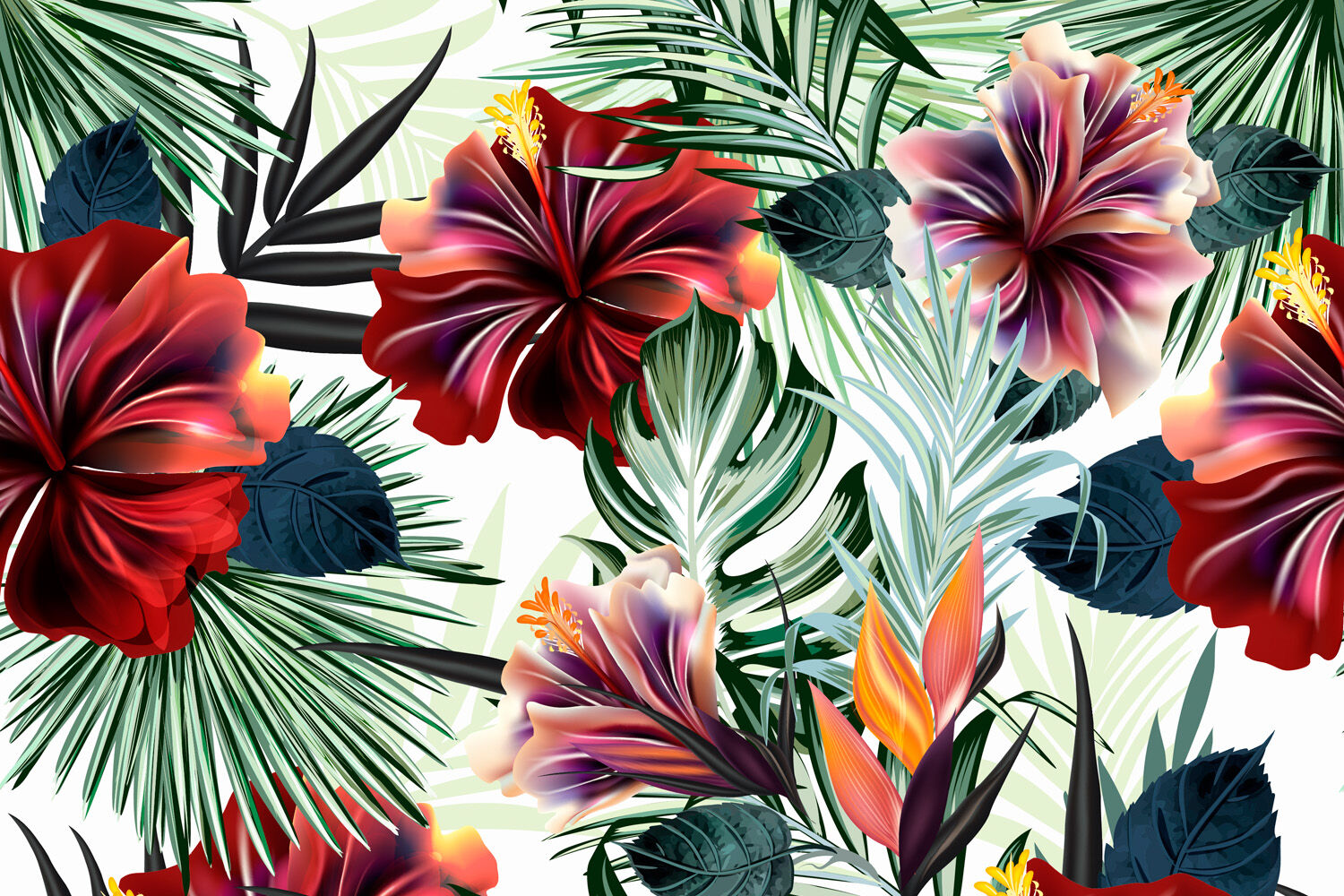 Tropical Vector Hibiscus Set By Fleurart