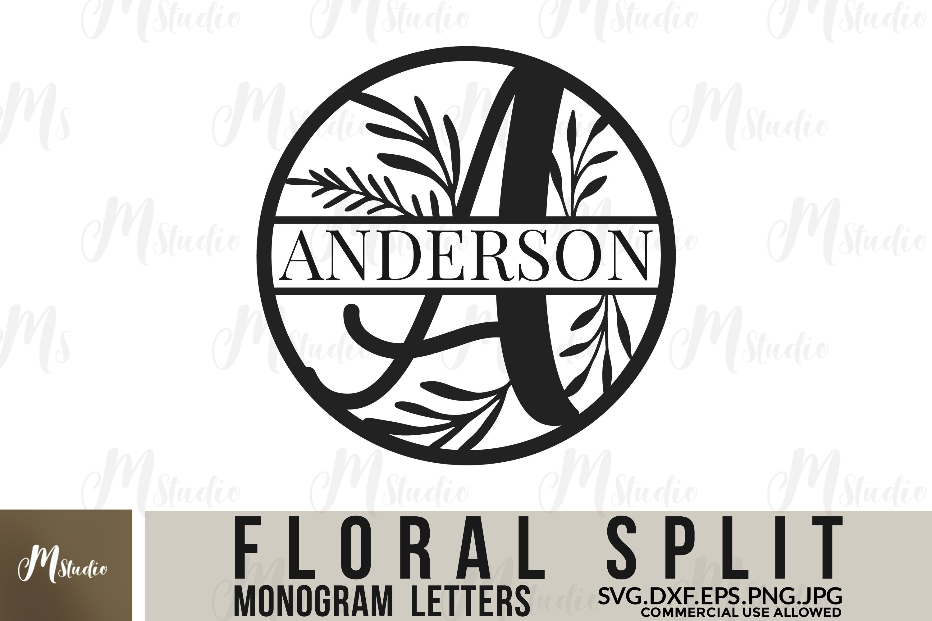 Letter M Floral Split Monogram SVG