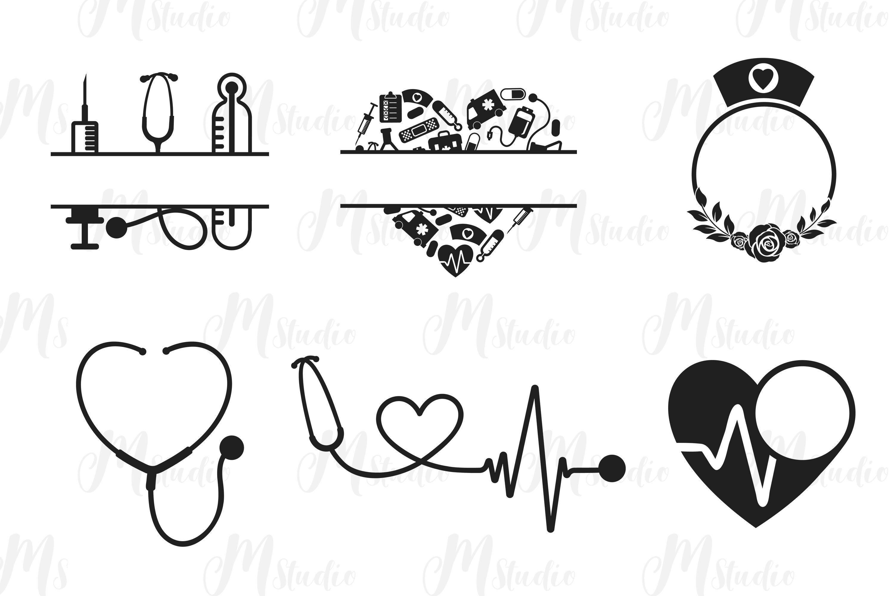 Download Nurse Monogram SVG Bundle By MStudio | TheHungryJPEG.com