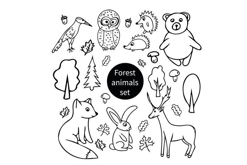 forest animals doodle set By Irina_Samoylova | TheHungryJPEG