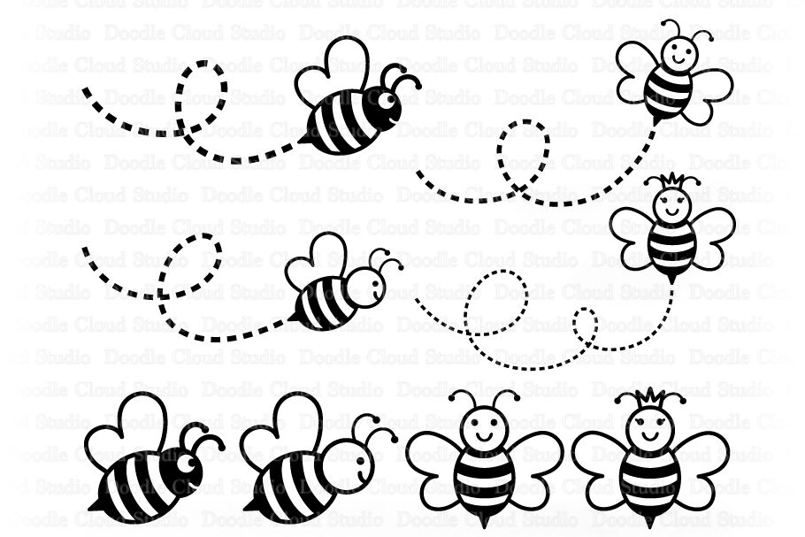 Bee Svg Cute Bee Svg Cute Queen Bee Bee Clipart By Doodle Cloud Studio Thehungryjpeg Com