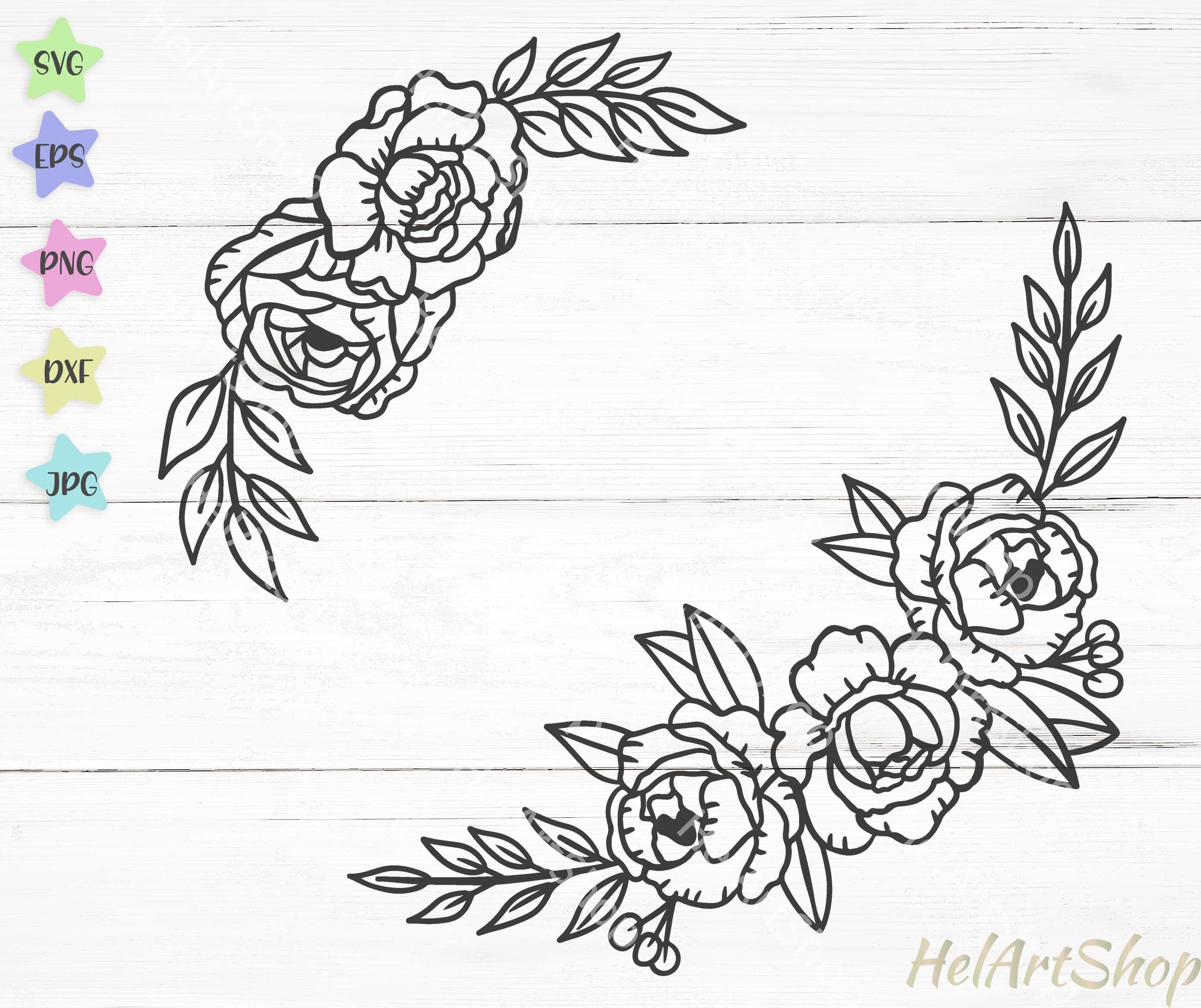 Floral border svg file, Flower border svg, floral swag svg ...