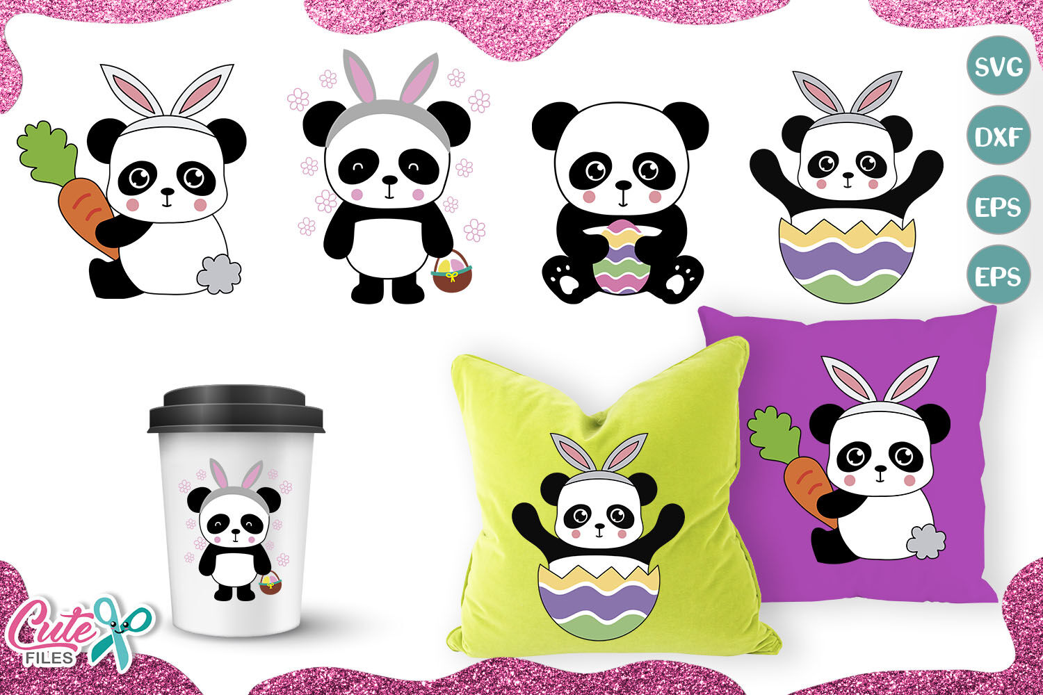 Download Easter Panda mini bundle svg file for crafter By Cute Files | TheHungryJPEG.com