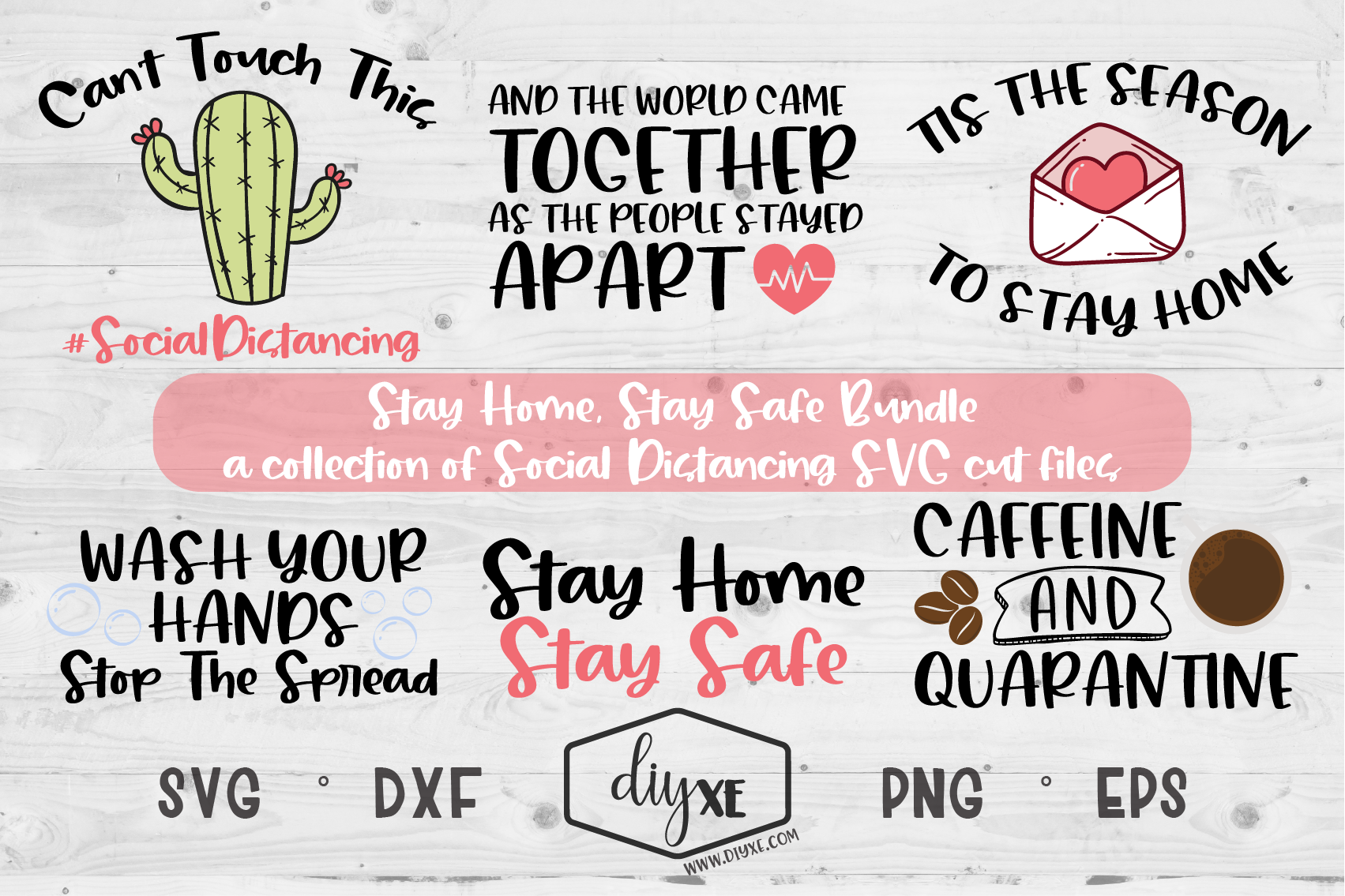 Stay Home Stay Safe Bundle Social Distancing Svg Cut Files By Diyxe Thehungryjpeg Com
