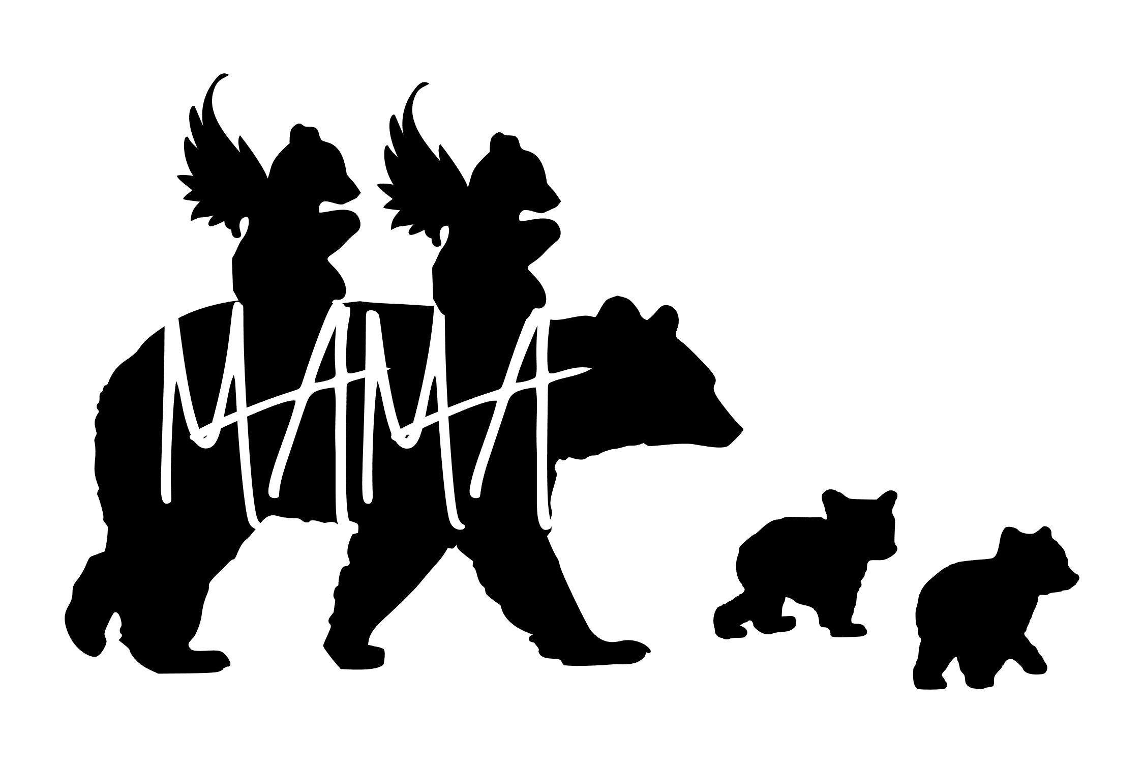 Mama Bear With 2 Babies And 2 Angels Svg Png Eps By Studio 26 Design Co Thehungryjpeg Com