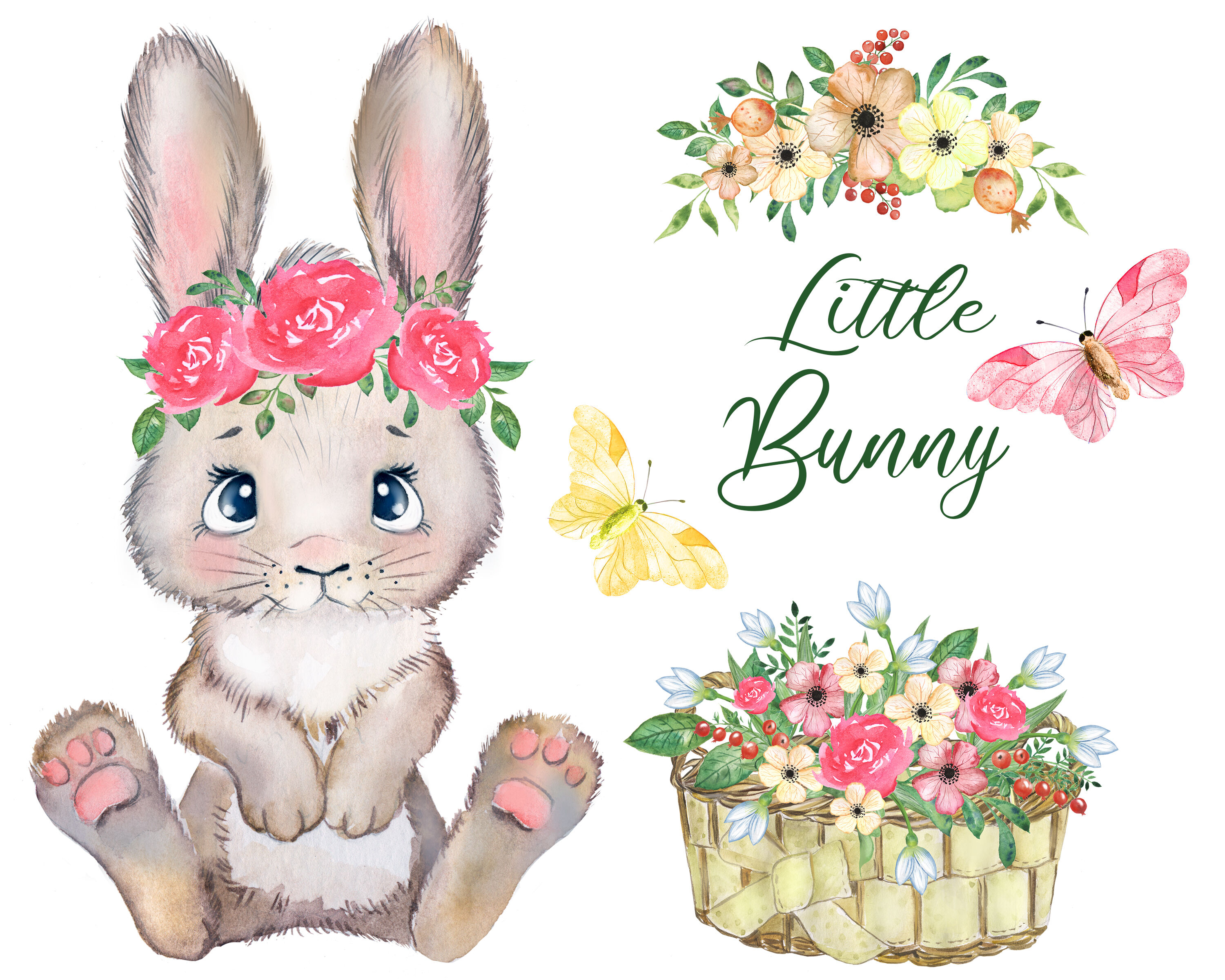 Cute Bunny PNG, Baby Bunny And Ladybug Watercolor Clipart | lupon.gov.ph