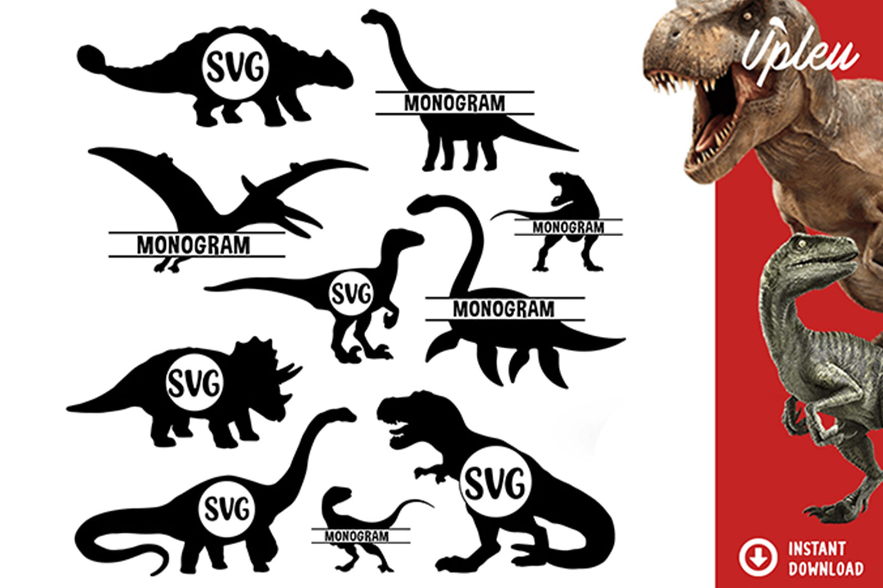 Dinosaur Monogram Bundle Svg By Ariodsgn Thehungryjpeg Com