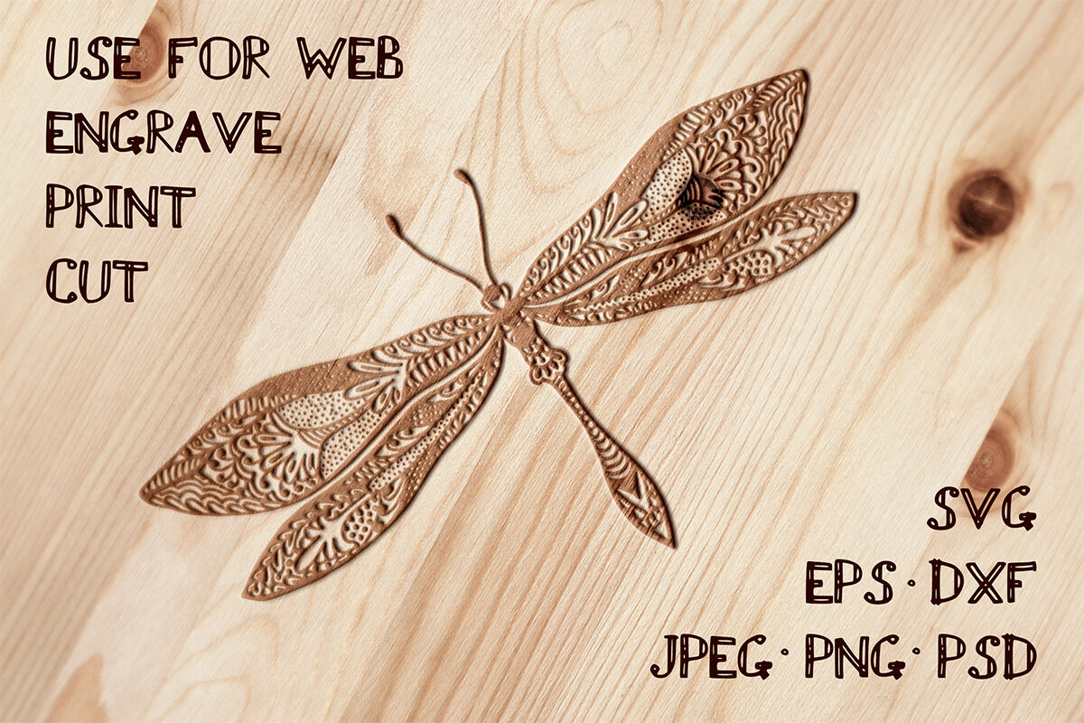 Dragonfly Template | SVG DXF EPS PSD PNG JPEG By AV Design