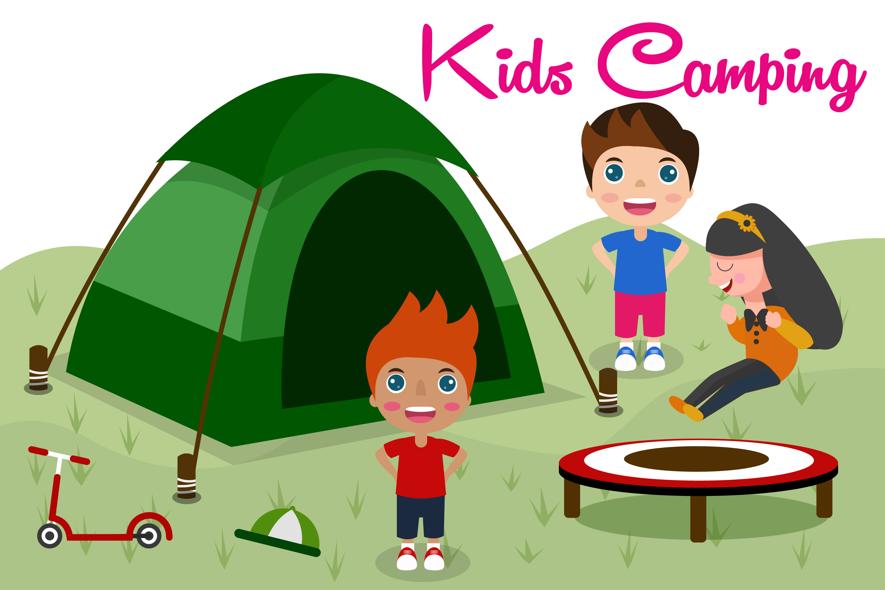 Camping for kids. Camping illustration.