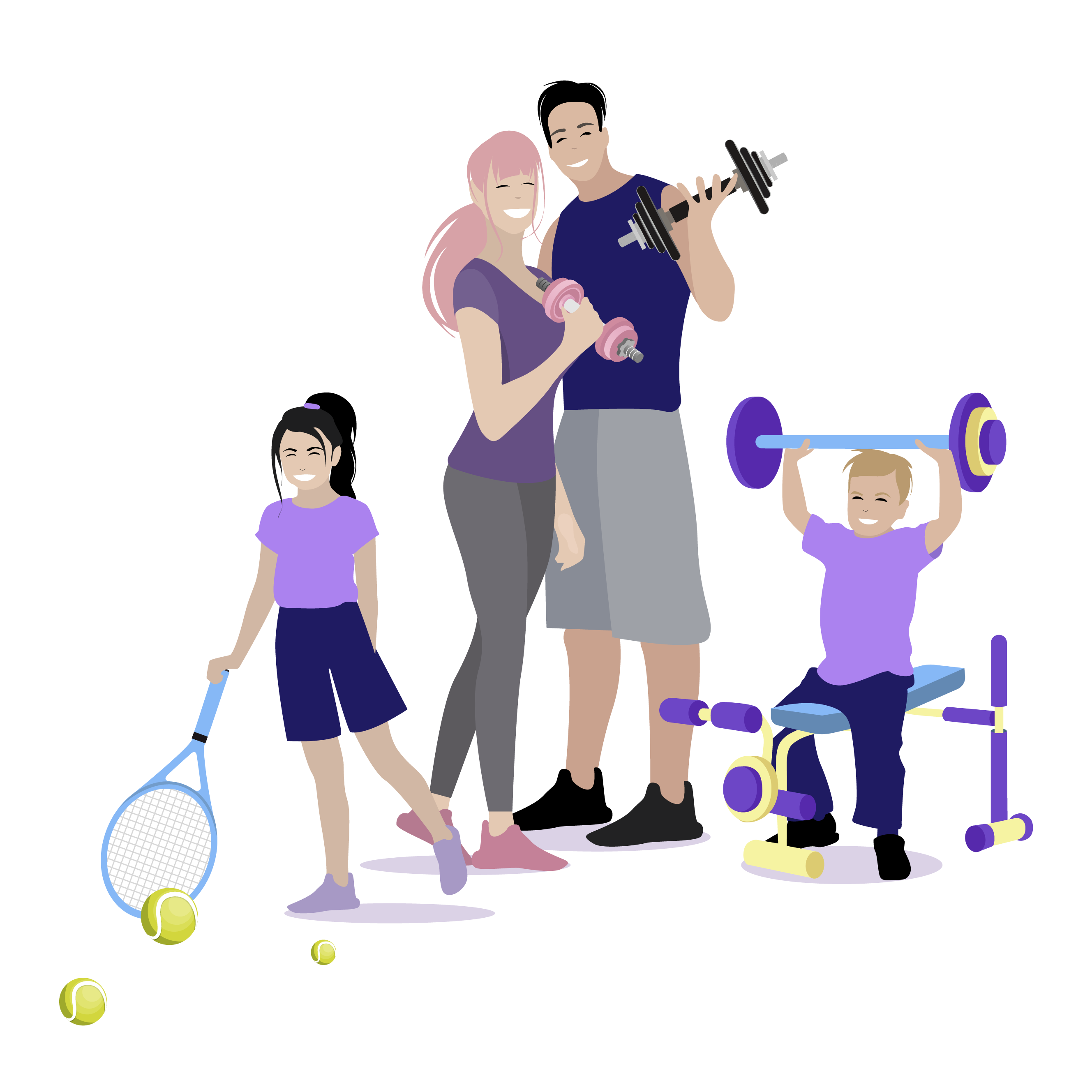 family exercise cartoon