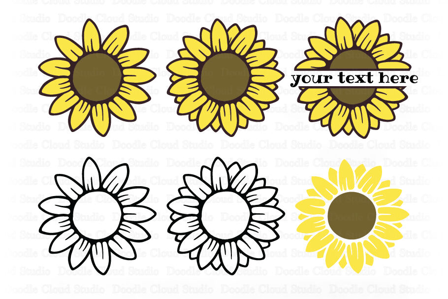 Download Sunflower Svg Sunflower Monogram Split Monogram By Doodle Cloud Studio Thehungryjpeg Com
