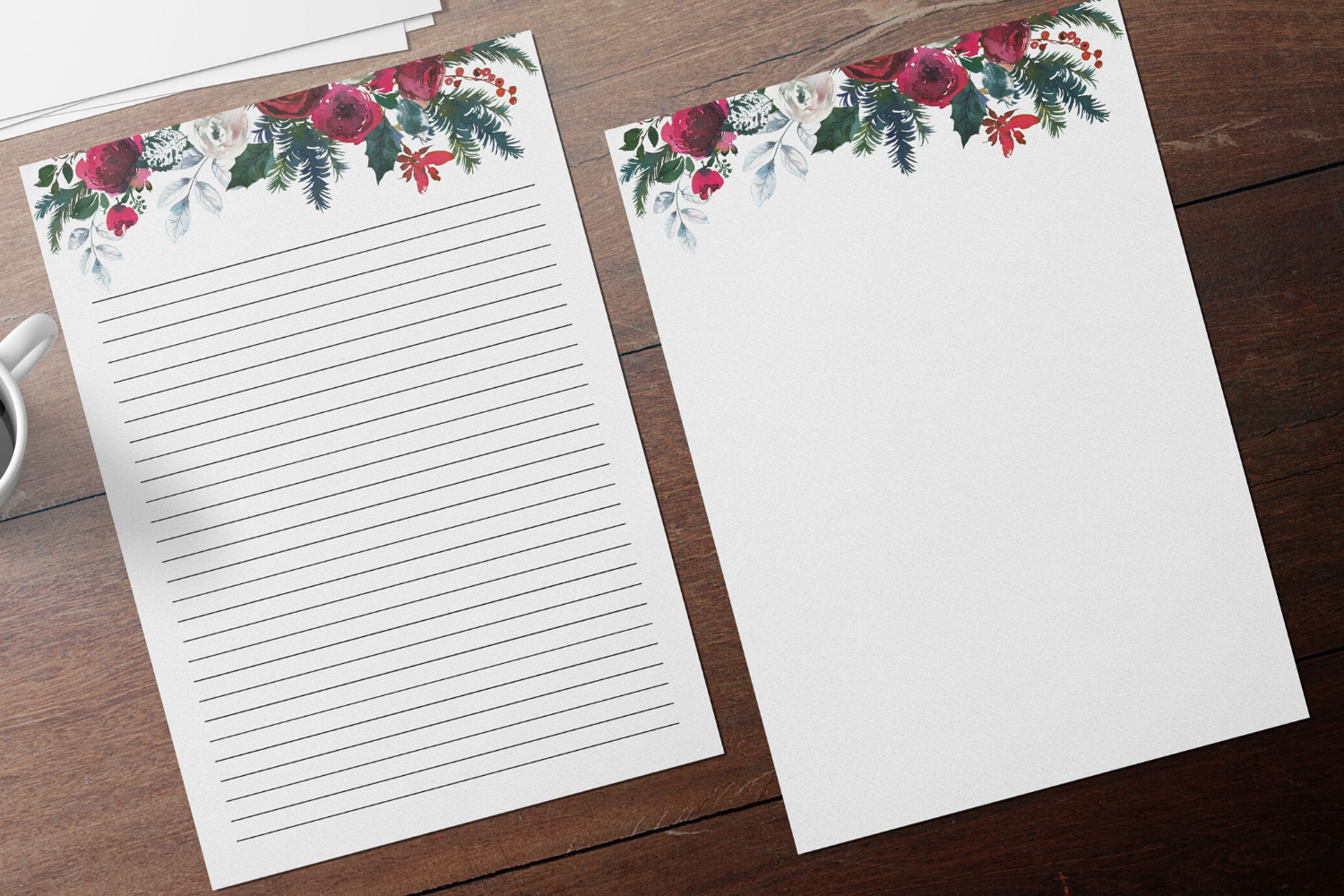 Christmas Wedding Invitation Paper, Printable Stationery By Old