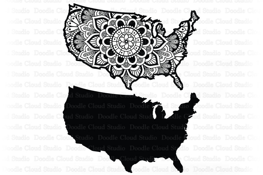 Download Usa Map Mandala Svg United States Mandala Svg By Doodle Cloud Studio Thehungryjpeg Com