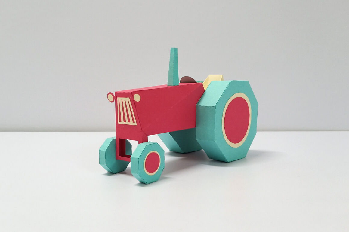 Baumaschine Traktor 3D-Papiermodell DIY Handmade Papercraft Toy 