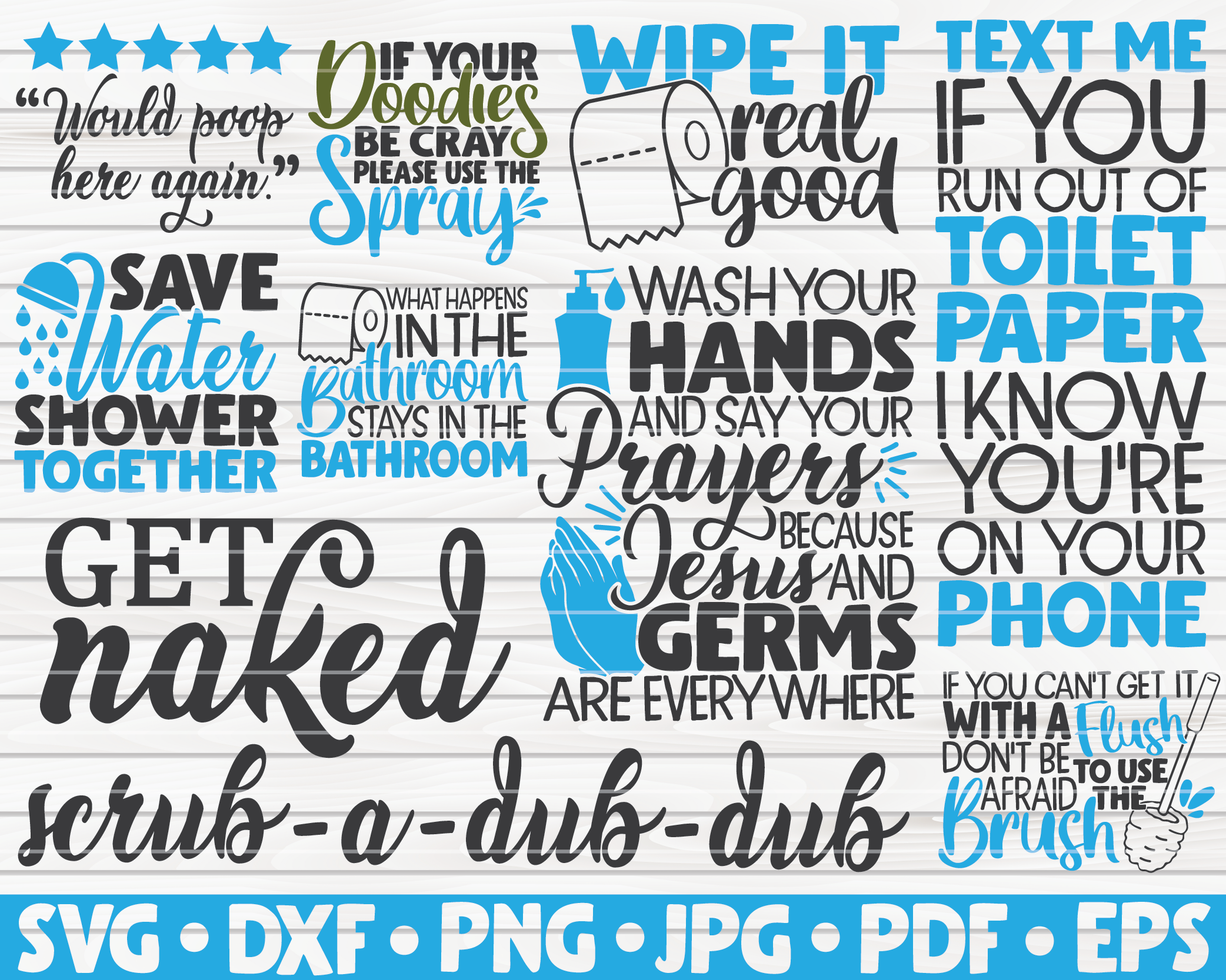 Download Funny Bathroom Quotes SVG Bundle | 40 designs | Cut File ...