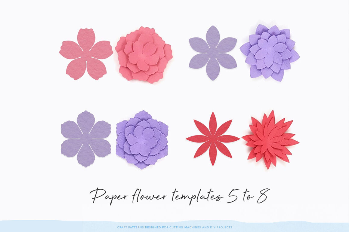 Download Small Flower Templates, 3D Flowers - SVG, DXF, EPS, JPEG, PDF By Folktale Co | TheHungryJPEG.com