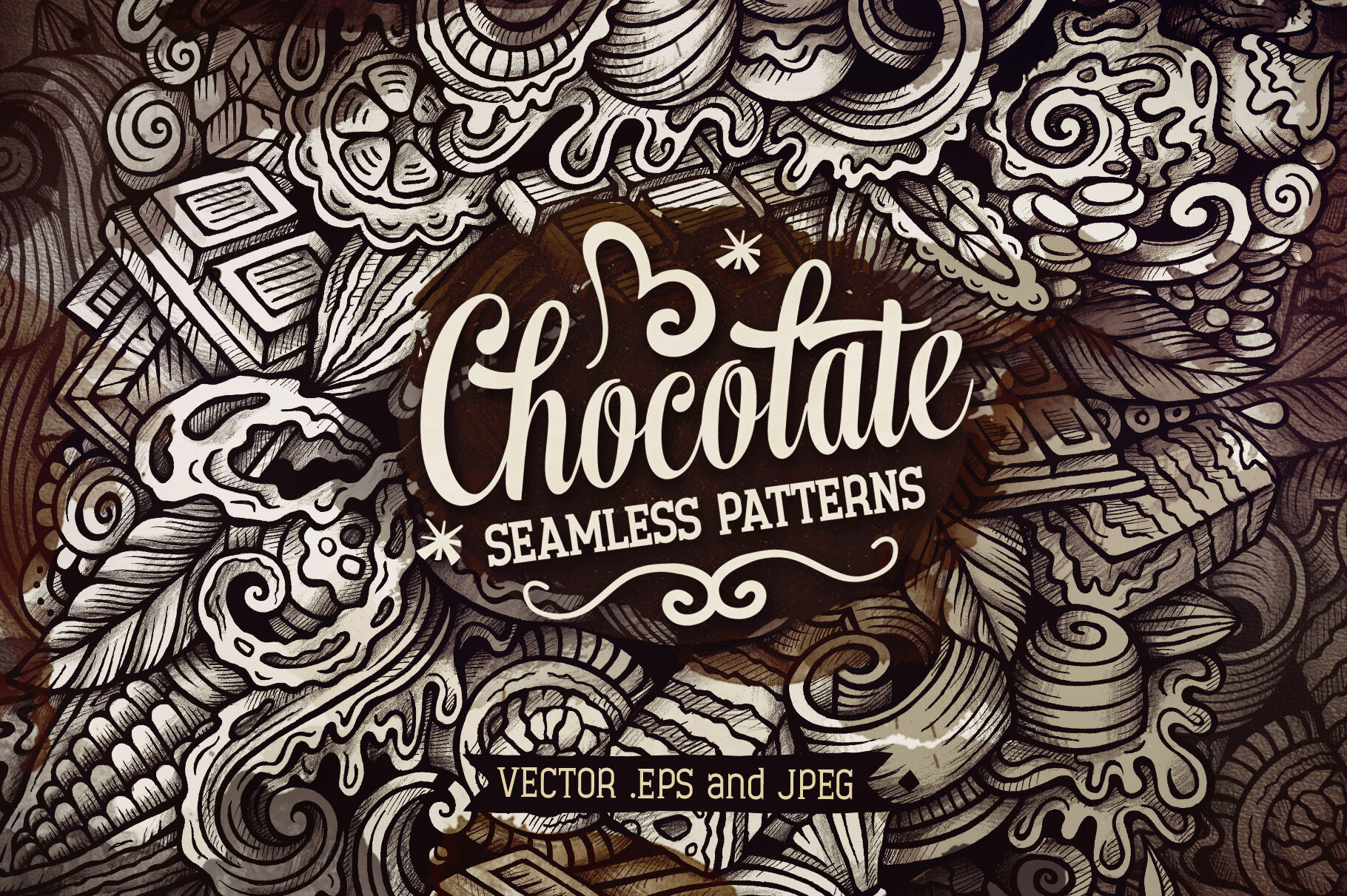 6 Chocolate Graphics Doodle Patterns By Balabolka Thehungryjpeg Com