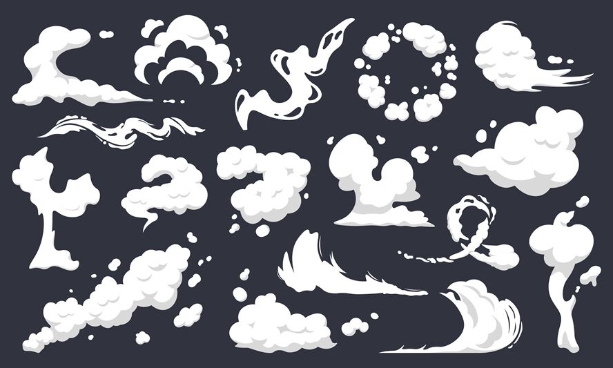 Cartoon Smoke Clouds Comic Smoke Flows Dust Smog And Smoke Steaming By Winwin Artlab Thehungryjpeg Com
