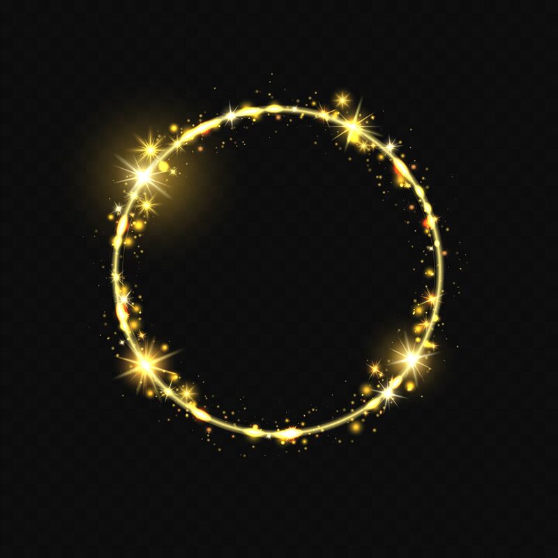 Shiny round frame. Shiny circle frame, stardust glitter stars trace, r By  WinWin_artlab