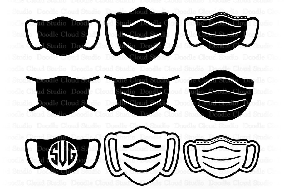 Face Mask Bundle SVG, Medical Mask SVG Cut Files By Doodle Cloud Studio