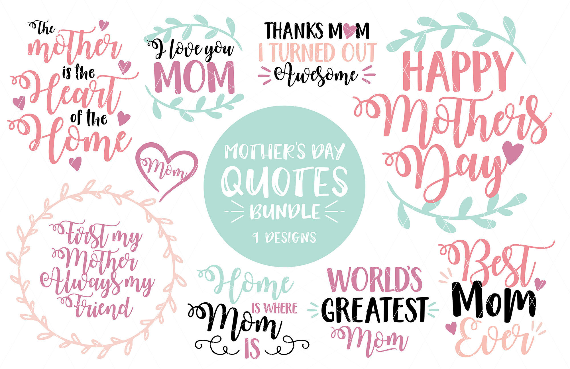 Mother's Day Quotes Bundle - SVG - DXF - PNG By SVGBundlesCo ...