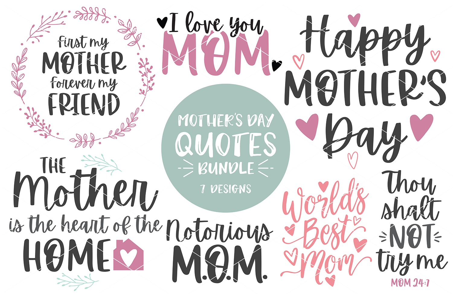 Mother Amp 039 S Day Quotes Bundle 2020 Svg Dxf Png By Svgbundlesco Thehungryjpeg Com