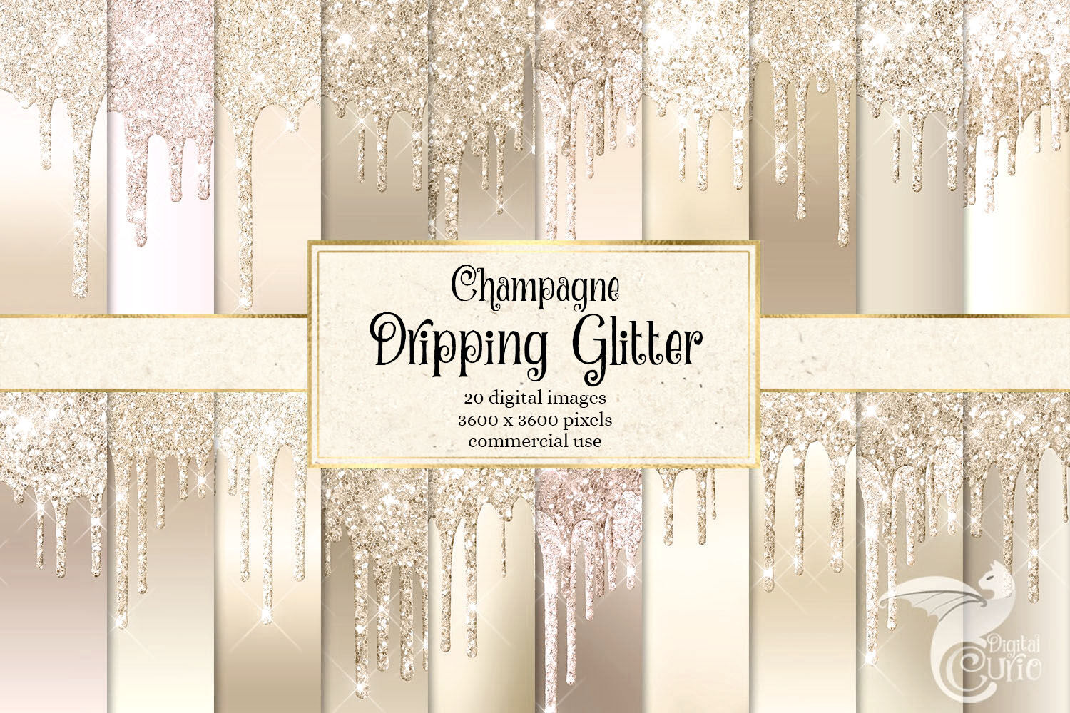 Champagne Dripping Glitter Digital Paper By Digital Curio Thehungryjpeg Com
