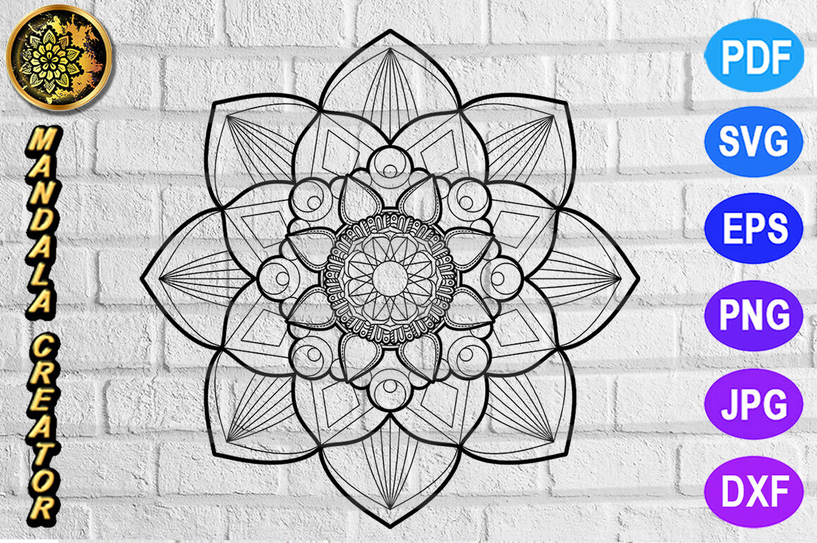 Download Zentangle Mandala SVG Cut File Monogram Vector Art - 1 By Mandala Creator | TheHungryJPEG.com