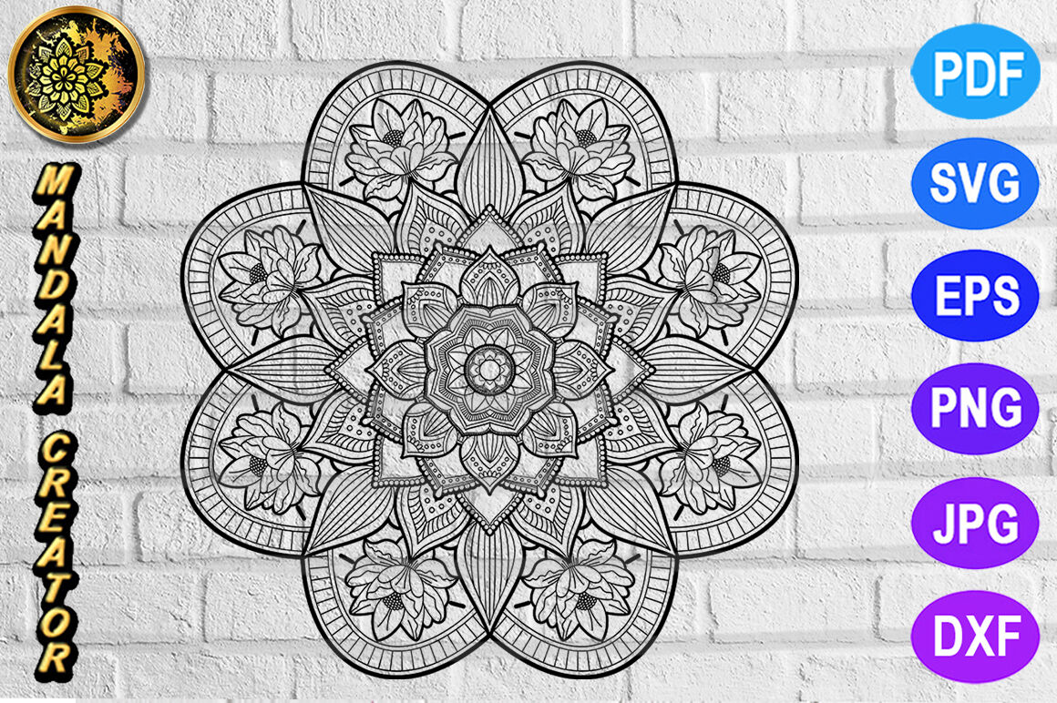 Download Zentangle Mandala Svg Cut File Monogram Vector Art 7 By Mandala Creator Thehungryjpeg Com