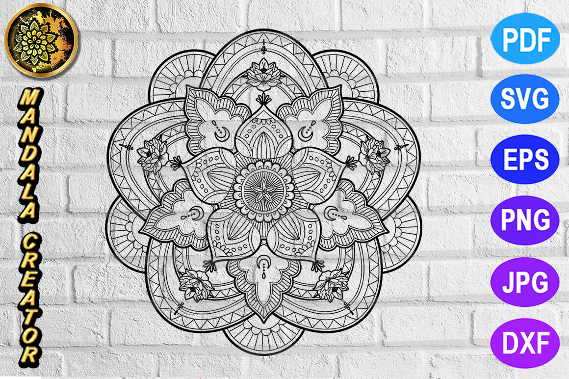 Download Zentangle Mandala Svg Cut File Monogram Vector Art 15 By Mandala Creator Thehungryjpeg Com