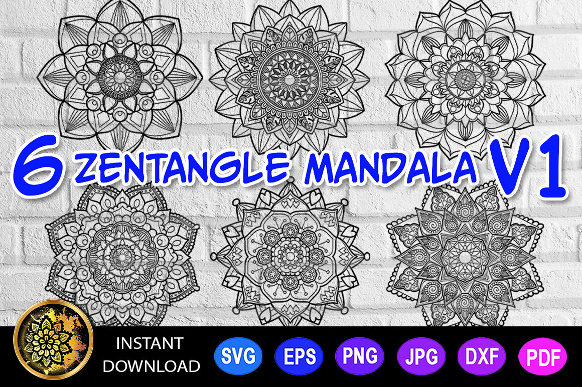 Download 6 Of Zentangle Mandala Svg Cut File Vector Monogram V 1 By Mandala Creator Thehungryjpeg Com