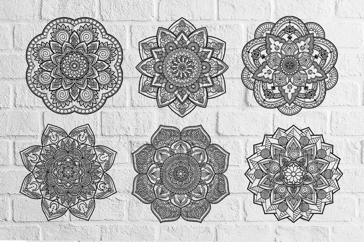 Download 6 of Zentangle Mandala SVG Cut File Vector Monogram V-3 By Mandala Creator | TheHungryJPEG.com