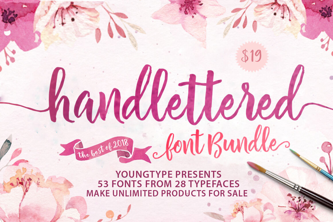 Handlettered Font Bundle By Youngtype Thehungryjpeg Com