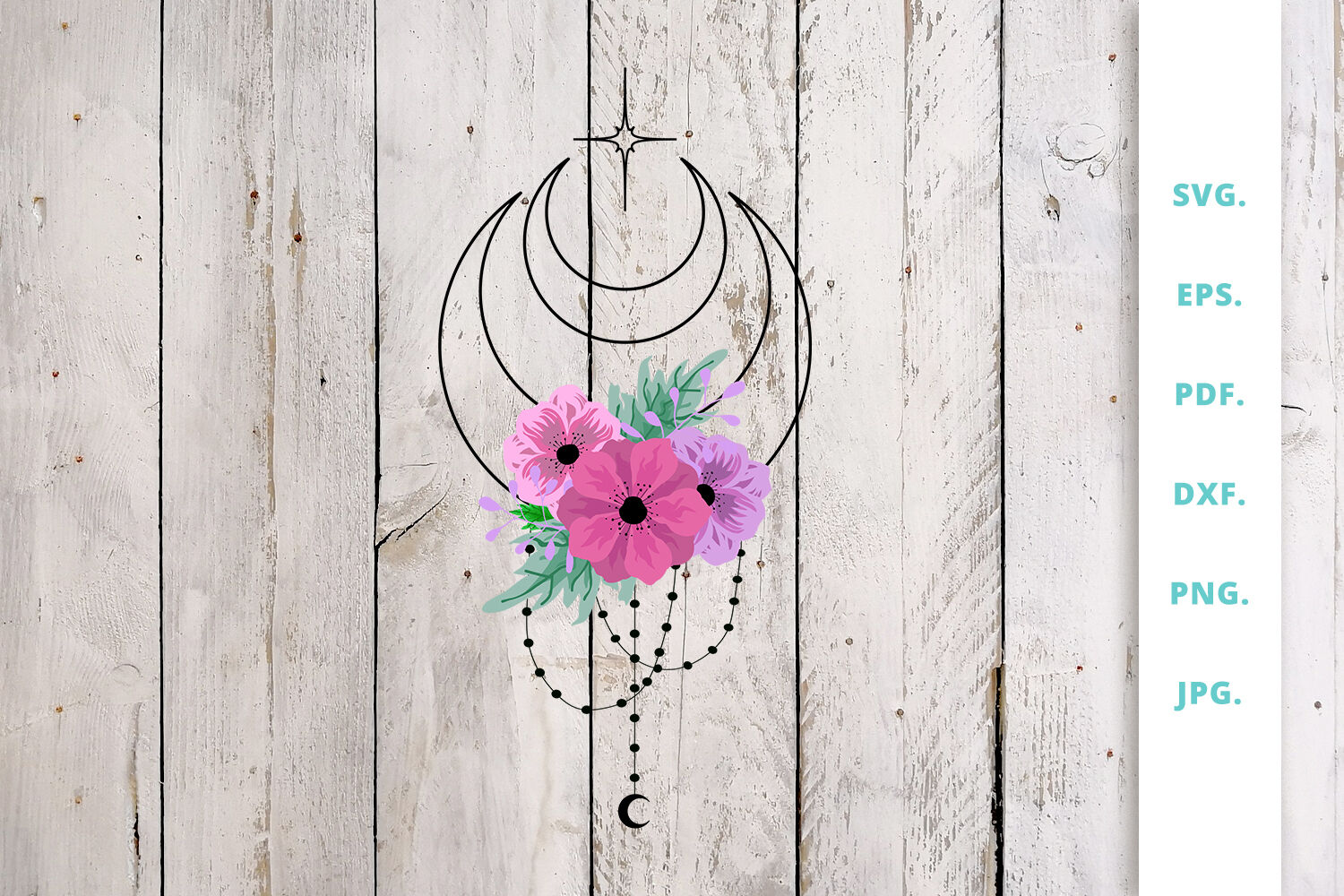 Floral Crescent Moon Svg By Sintegra Thehungryjpeg Com,Weed Images