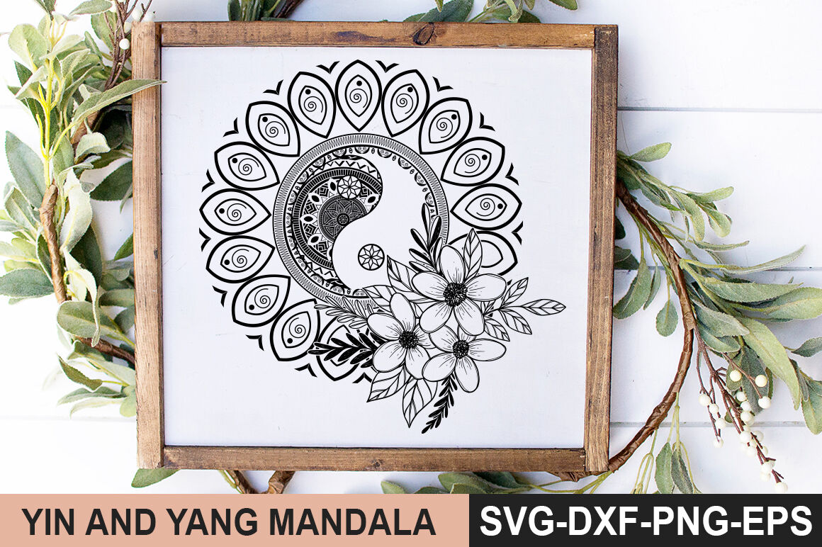 Download Yin and yang SVG |Mandala svg | half mandala svg By svgbundle | TheHungryJPEG.com