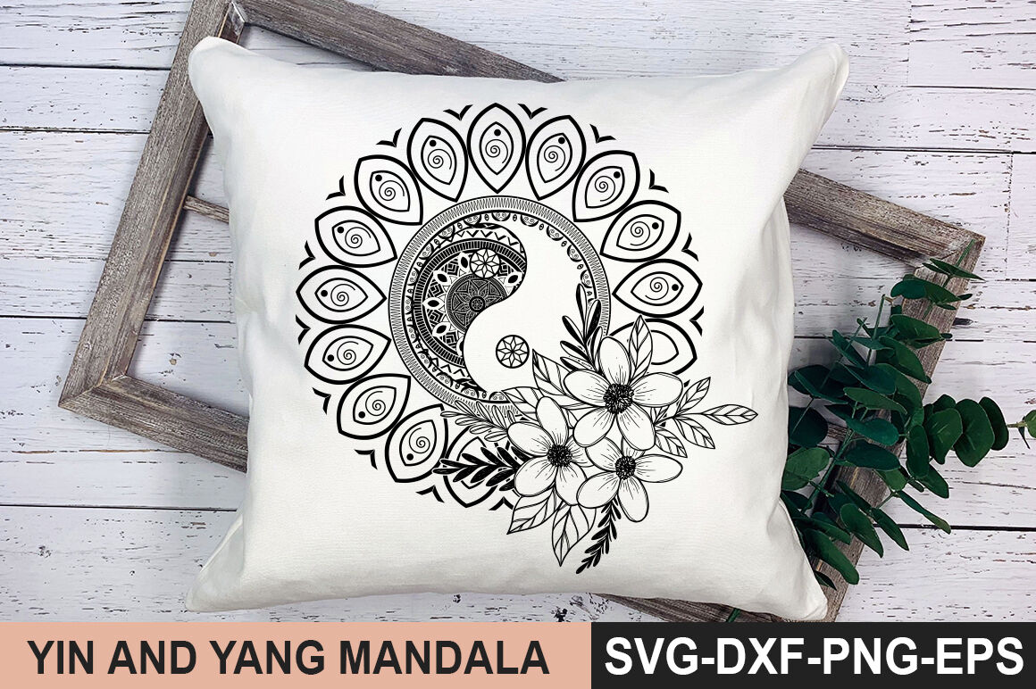 Download Yin And Yang Svg Mandala Svg Half Mandala Svg By Svgbundle Thehungryjpeg Com PSD Mockup Templates