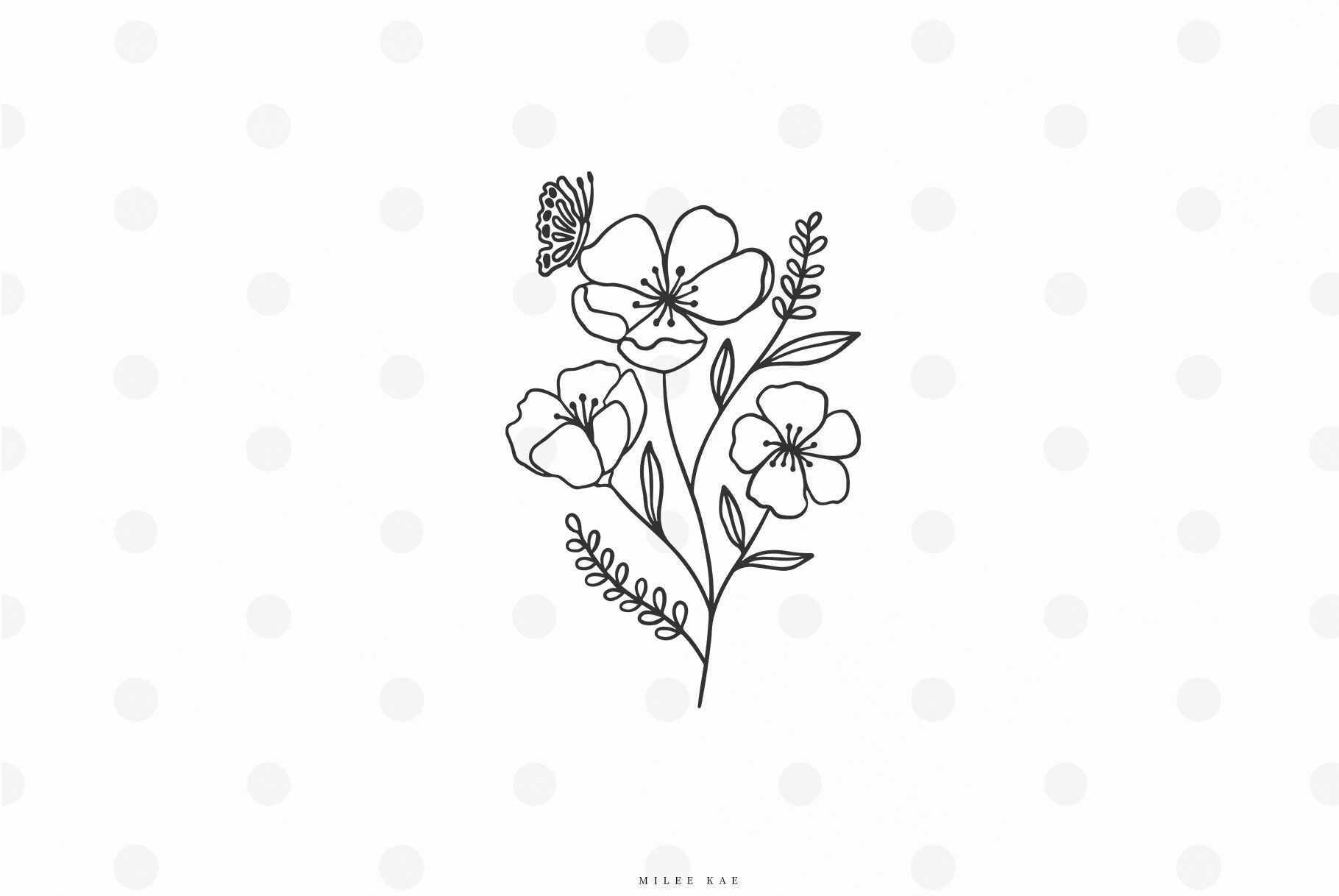 Download Flowers With Butterfly Svg Cut File By Michelekae Thehungryjpeg Com