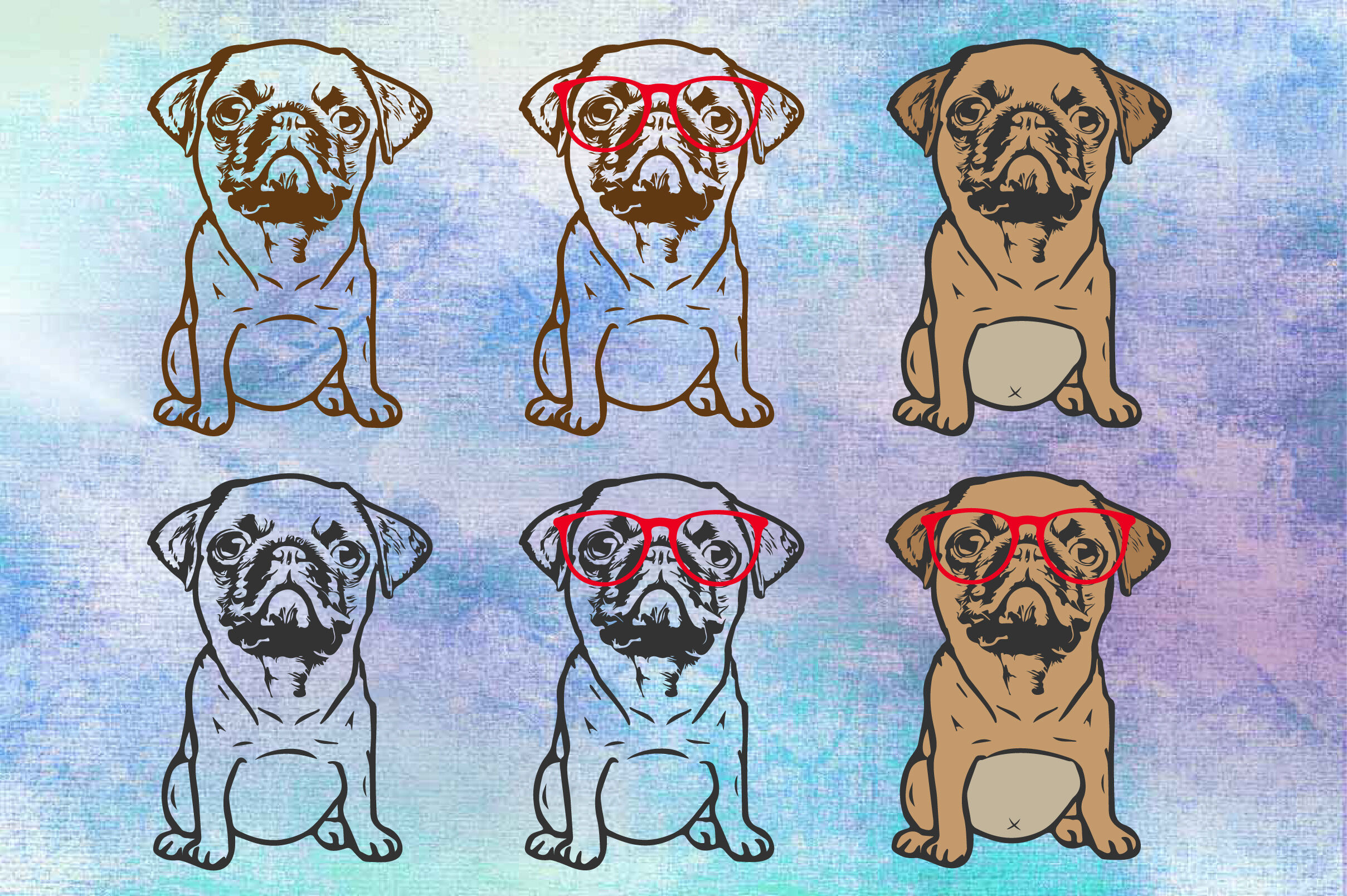Download PUG whit Glasses SVG mops dog svg clipart pugs puppy ...