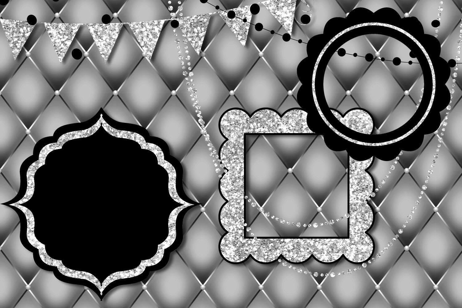 Black and Silver Party Decorations Clipart Graphic by Digital