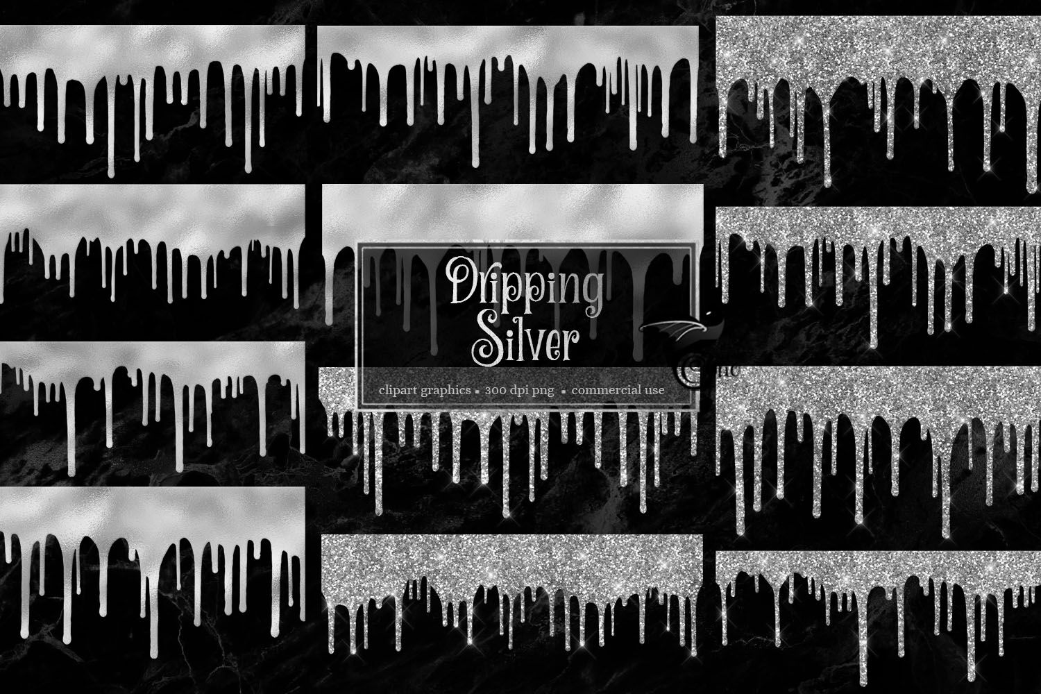Black and Silver Christmas Ornaments Graphic by Digital Curio