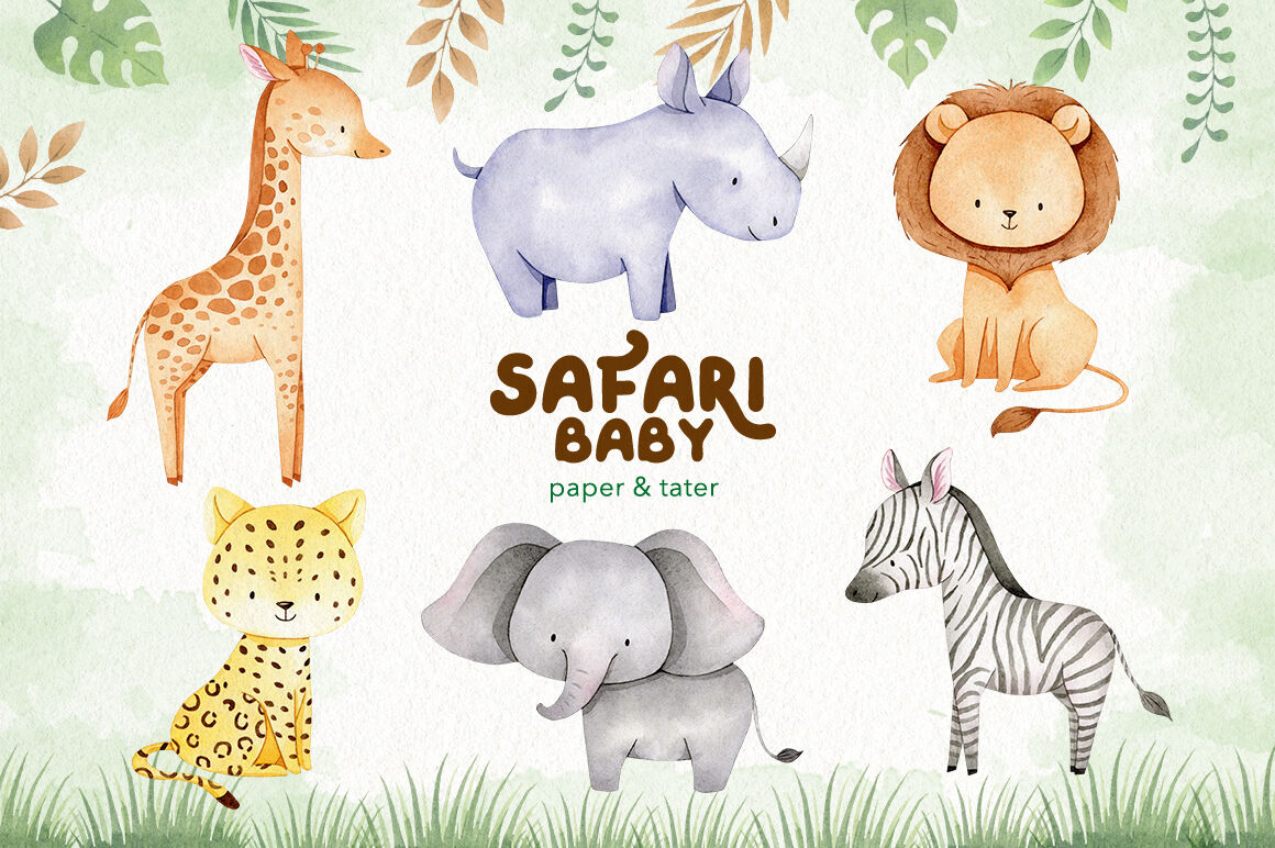 Watercolor Safari Baby Animals Clipart Graphics By PaperAndTater |  TheHungryJPEG