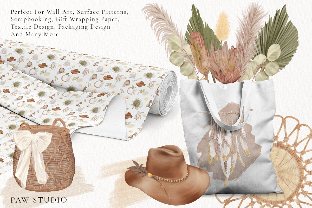 Boho Tropical Beige Wrapping Paper