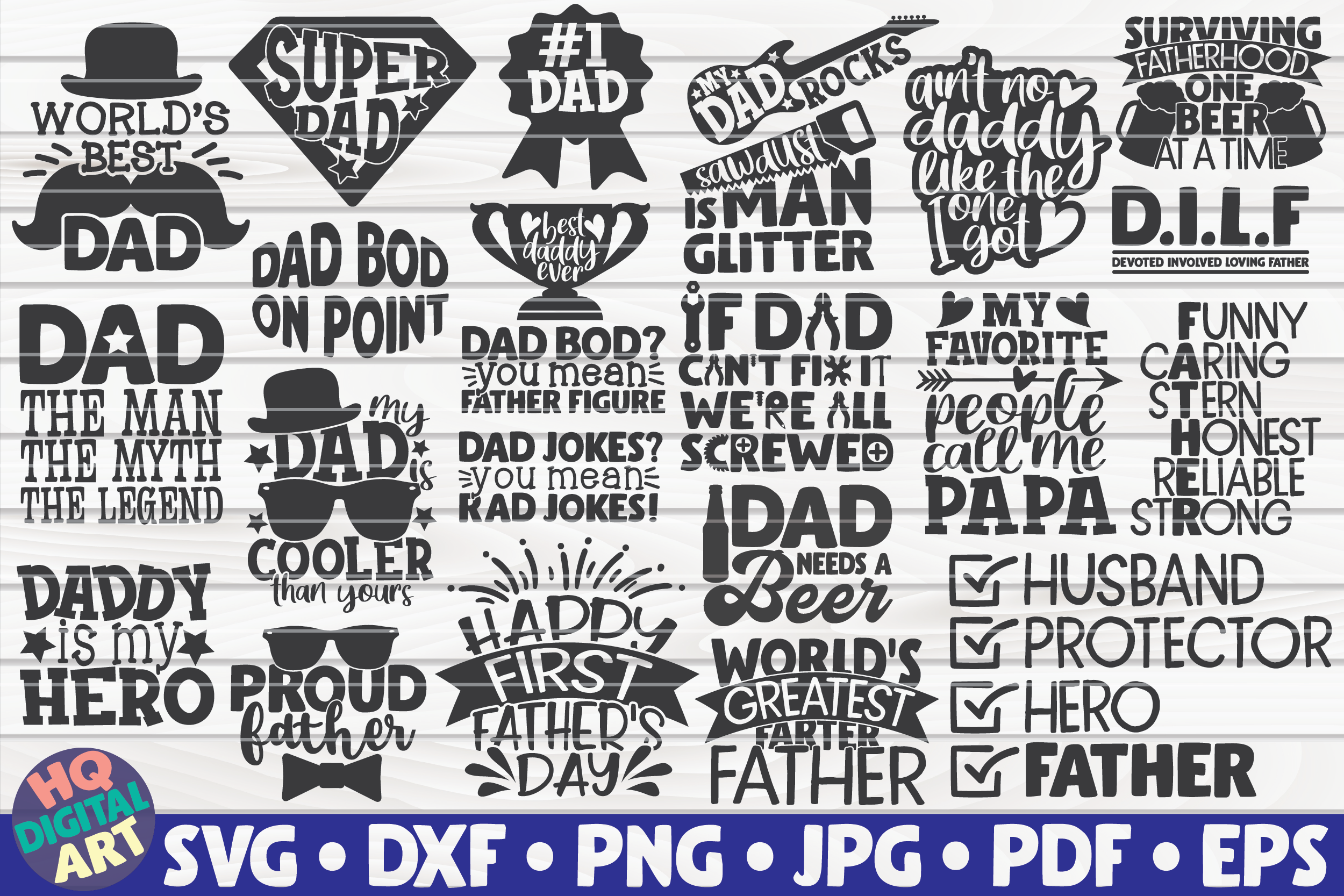 Download Dad Quotes SVG Bundle | 23 designs By HQDigitalArt | TheHungryJPEG.com