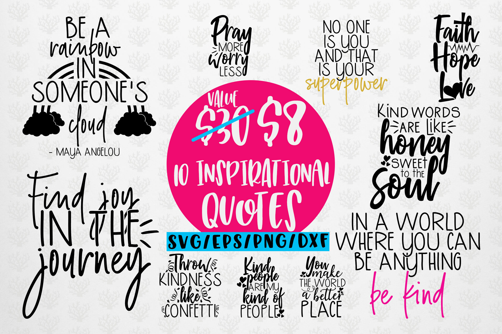 Inspirational Quote Bundle Svg Eps Dxf Png By Coralcuts Thehungryjpeg Com