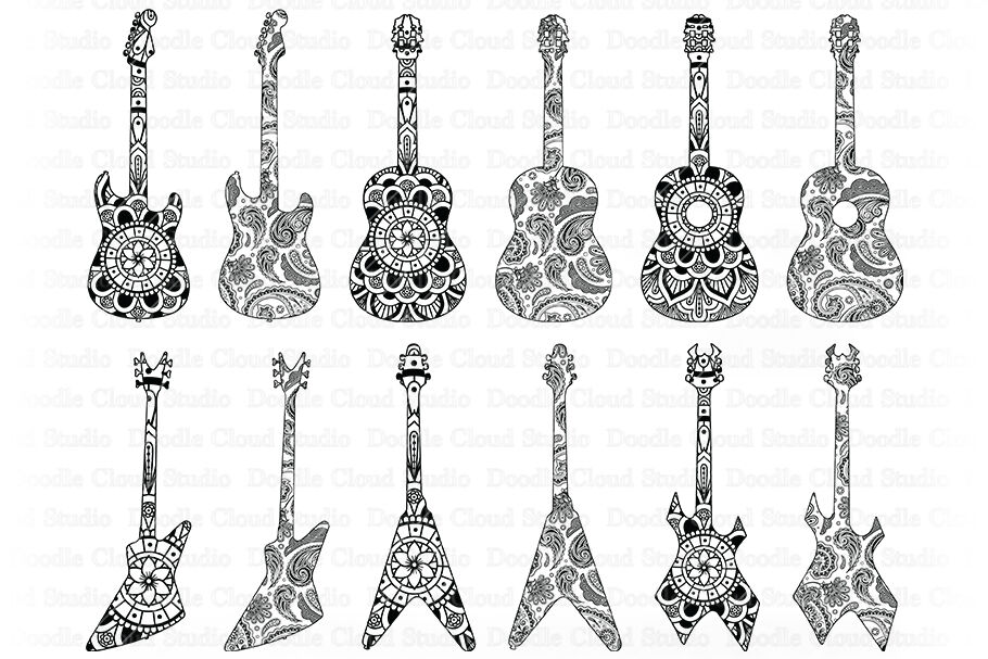 Download Guitar Mandala SVG, Mandala Guitar SVG Cut Files, Guitar Clipart. By Doodle Cloud Studio ...