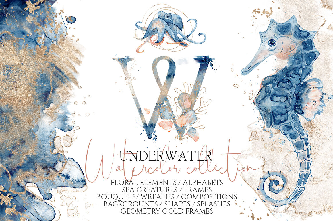 Underwater Watercolor Collection By EvgeniiasArt | TheHungryJPEG