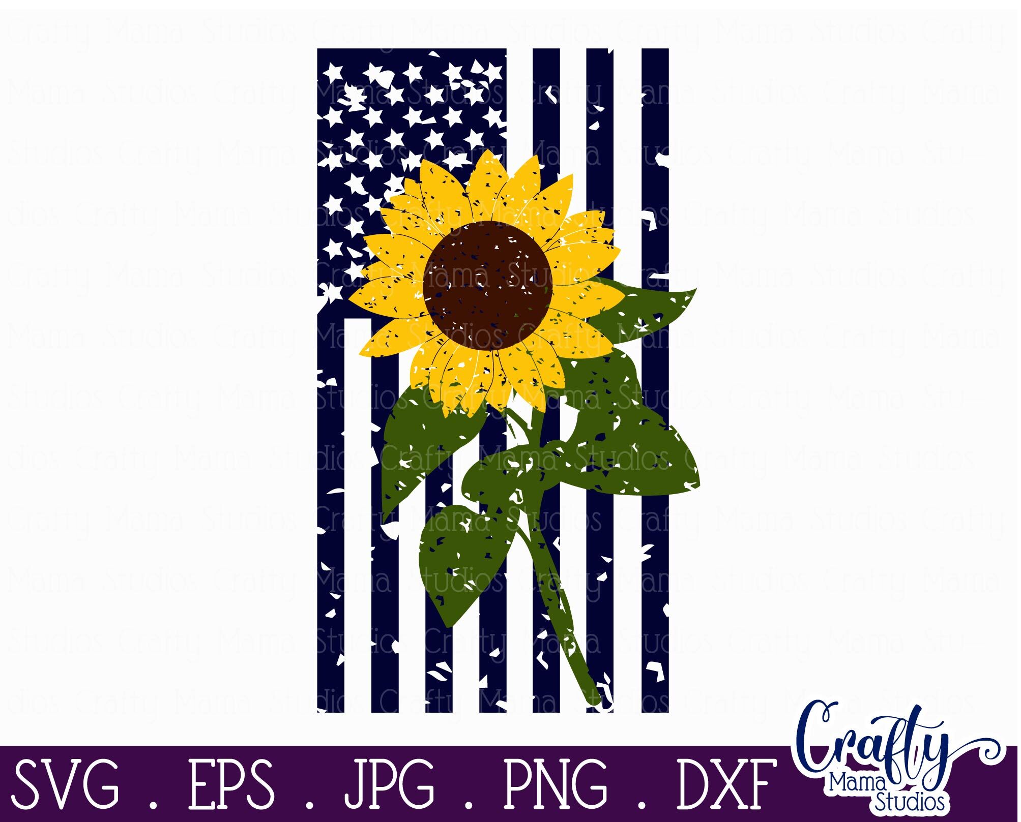 Sunflower Svg American Flag Grunge Svg By Crafty Mama Studios Thehungryjpeg Com