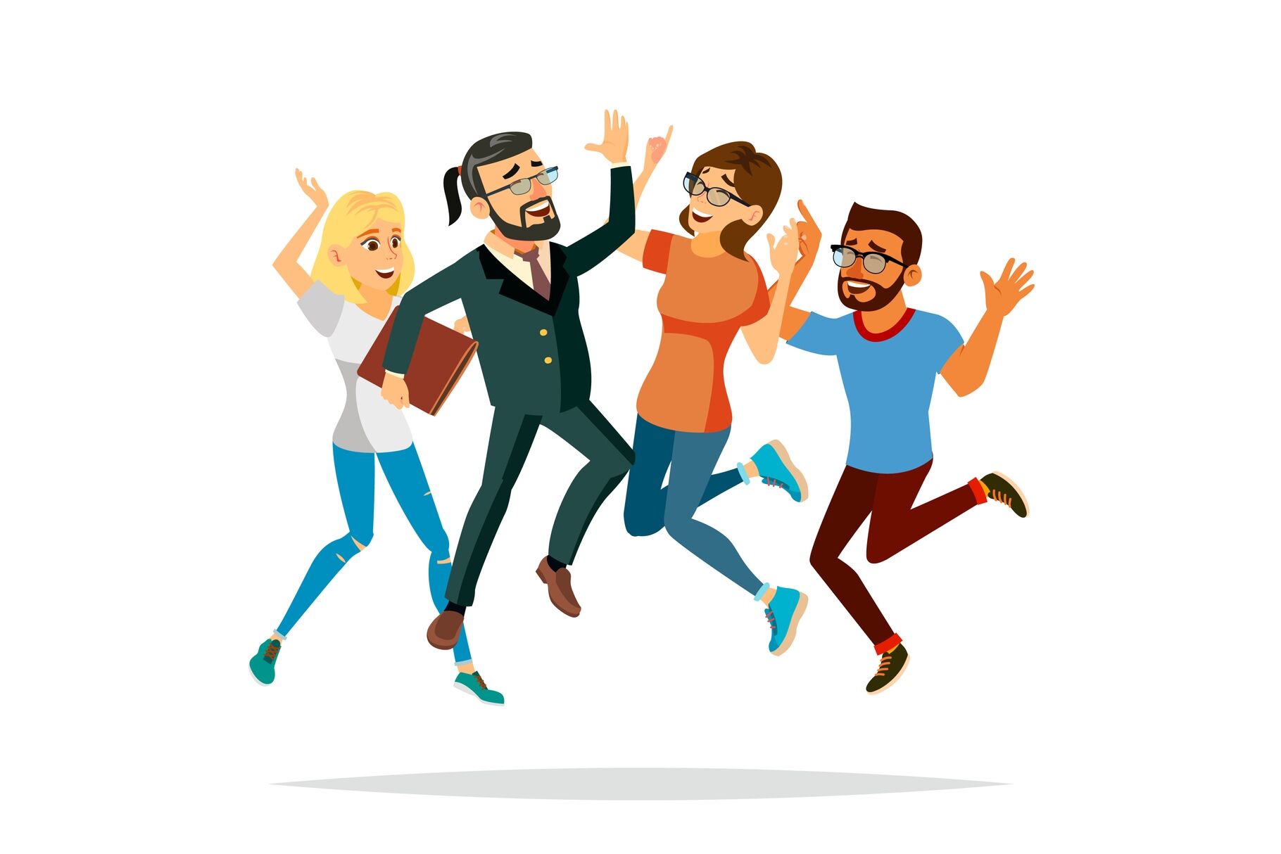 Business People Jumping Vector. Celebrating Victory Concept. Attainment.  Objective Attainment, Achievement. Isolated Flat Cartoon Character  Illustration By Pikepicture | TheHungryJPEG