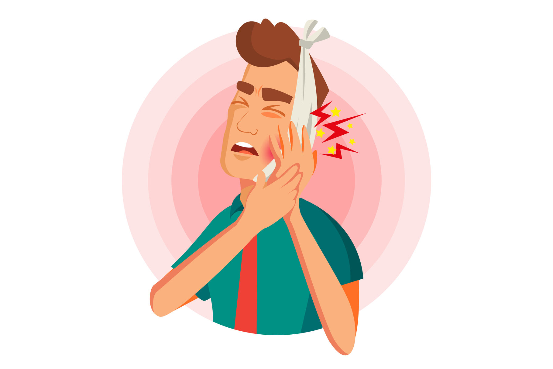 Toothache Concept Vector. Unhappy Man With Ache. Pain In The Human Body.  Flat Cartoon Illustration By Pikepicture | TheHungryJPEG.com