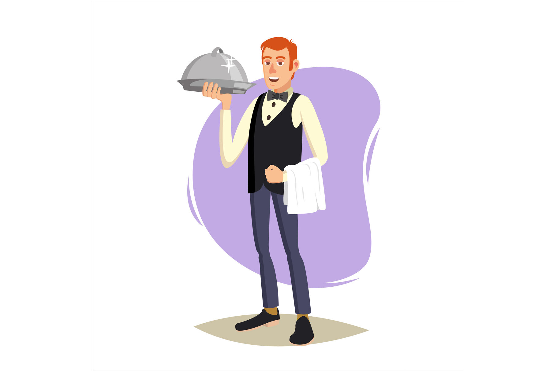 Restaurant Waiter Vector. Classic Waiter Takes The Order. Isolated Flat  Cartoon Character Illustration By Pikepicture | TheHungryJPEG